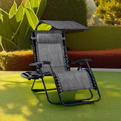 Best Choice Products Folding Zero Gravity Outdoor Recliner Patio Lounge Chair w/Adjustable Canopy Shade, Headrest - Photo 2