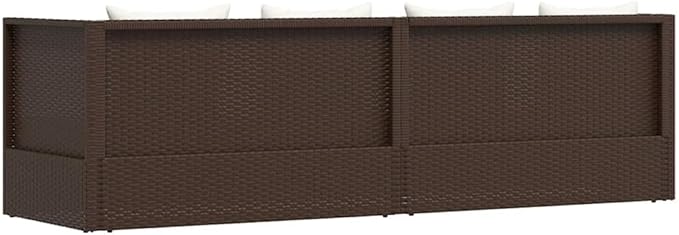 Brown PE Rattan Foldable Cushioned Sun Lounger with 4 Pillows, 7-Level Adjustable Backrest for Patio Garden Poolside - Photo 8