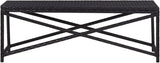 Bench Black Poly Rattan, Powder-Coated Steel Garden Bench Garden Seating for Courtyard 47.2 in Durable - Photo 2