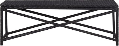 Outdoor Garden Bench 47.2 in, Poly Rattan Seating for 2, Modern Patio Furniture with Powder-Coated Steel Frame, Weather-Resistant Backyard Seat