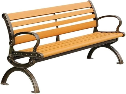 Heavy-Duty Outdoor Benchs Patio Balcony Benchs Double Seat, Patios Garden Bench for Park Yard Outdoor Furniture -59 L x 24" W x 30" H Slatted Seat for Park, Yard & Porch