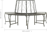 Silver Grey Steel Half-Round Tree Bench Outdoor Seating for Garden Patio Park Durable Waterproof Metal 3-Person - Photo 2