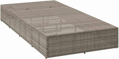 Adjustable Outdoor Chaise Lounge Chair Grey Poly Rattan 15.5x32.6x12.2in Folding Poolside Recliner with Removable Cushion for Patio Balcony Garden