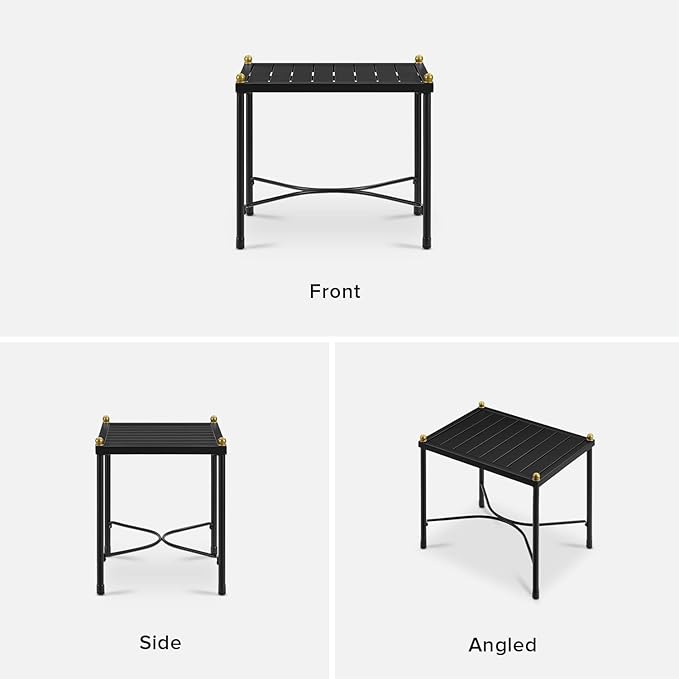 mopio Odelia Outdoor Coffee Table, Small Metal Patio Side, End Table, Conversation Piece, for Outside Lounging at Lawn, Front Porch, Balcony, Apartments, Yard, Bistro