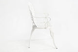 Patio Garden Bench Metal Park Bench Cast Aluminum Outdoor Furniture with Floral Rose for Patio,Park,Lawn,Yard White - Photo 4