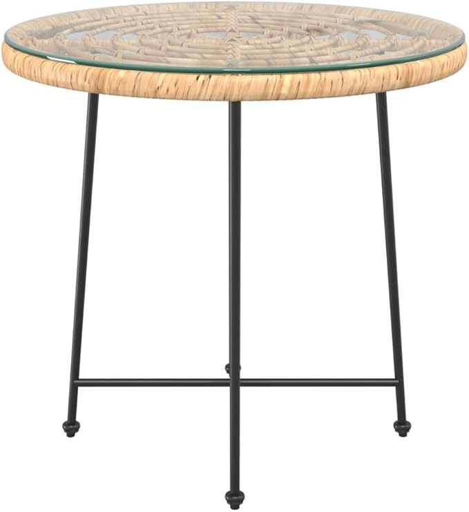 31.5" Round Black Glass Dining Table Tempered Glass Top Steel Legs Modern Patio Garden Indoor Outdoor 4-Seater Bistro - Photo 4