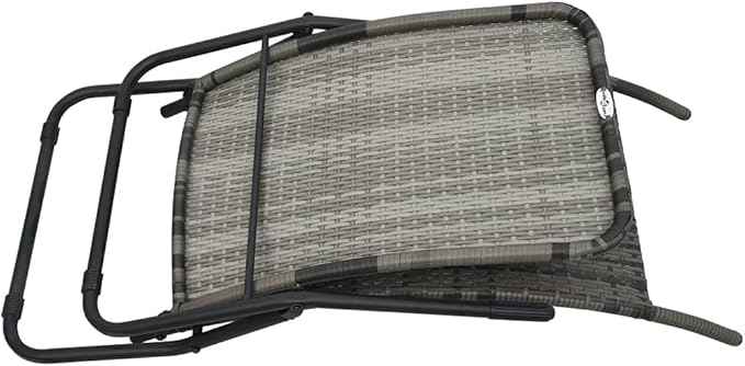 Folding Sun Lounger Grey PE Rattan Outdoor Chaise Lounge Recliner 24"x55.5"x37.4" Lightweight Patio Poolside Chair for - Photo 4