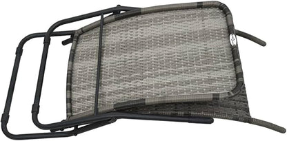 Folding Sun Lounger Grey PE Rattan Outdoor Chaise Lounge Recliner 24"x55.5"x37.4" Lightweight Patio Poolside Chair for Garden, Terrace, Balcony Use