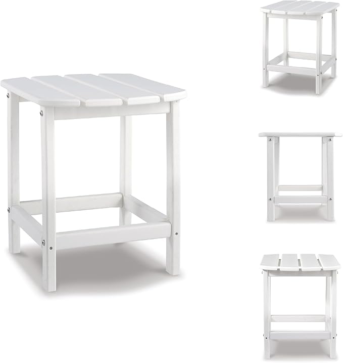 Signature Design by Ashley Sundown Treasure Outdoor Patio HDPE Weather Resistant End Table, White