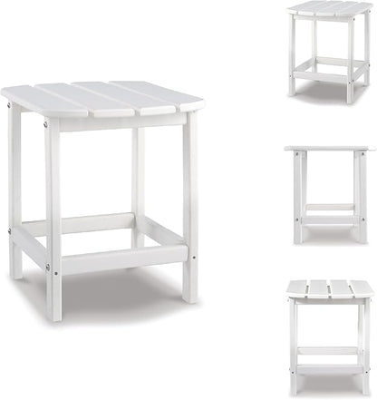 Signature Design by Ashley Sundown Treasure Outdoor Patio HDPE Weather Resistant End Table, White
