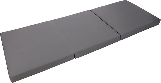 Merax Outdoor Chaise Lounge Cushion with Foldable 3-Section Design, Dark Gray Patio Reclining Chair Cushions for Lawn, Pool and Beach, 27” W x 76.75” D x 4.00” H