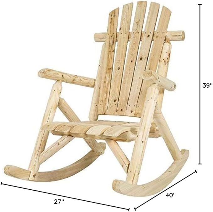 Outdoor Wooden Log Adirondack Rocker, Rocking Chair, Natural Wood - Adirondack Style - Photo 2