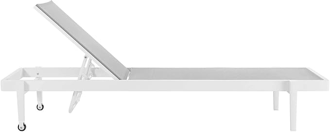 Modway Charleston Outdoor Patio Aluminum Metal Chaise Lounge Chair in White Gray