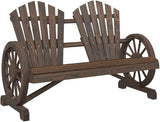 2-Seater Adirondack Chair Solid Fir Wood Outdoor Patio Furniture with Burnt Look for Garden Backyard Poolside - Photo 2