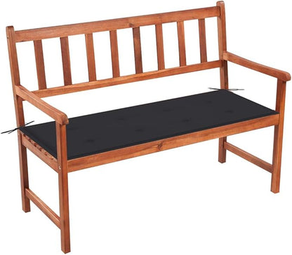 Garden Benches,Ergonomically Designed Outdoor Benches,All Weather Patio Chair,for Porch Lawn Backyard Park,Patio Bench with Cushion 47.2" Solid Acacia Wood