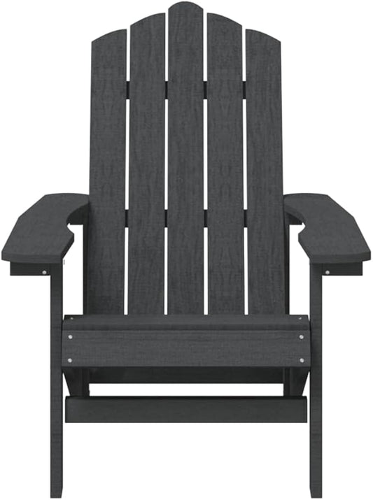 Classic Anthracite Adirondack Chair with Slanted Backrest and Wide Armrests, Durable HDPE Outdoor Furniture for Patio Garden Balcony, UV Resistant Weatherproof Comfortable