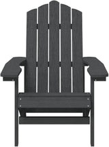 Durable HDPE Adirondack Chair in Anthracite Color with Slanted Backrest and Wide Armrests for Outdoor Patio Garden - Photo 4