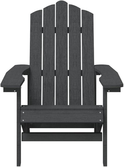 Adirondack Outdoor Chair Anthracite 32.7"x28.7"x36.2" HDPE All-Weather Patio Recliner with Wide Armrests UV-Resistant Folding Lounge for Garden Porch Balcony Lawn