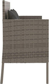 Garden Bench Deck Bench Patio Bench with Cushions Gray Poly Rattan - Photo 5