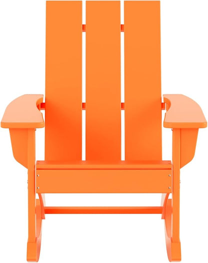 WO WESTIN OUTDOOR HDPE Shoreside Modern Rocking Poly Adirondack Chair (Set of 2),Orange