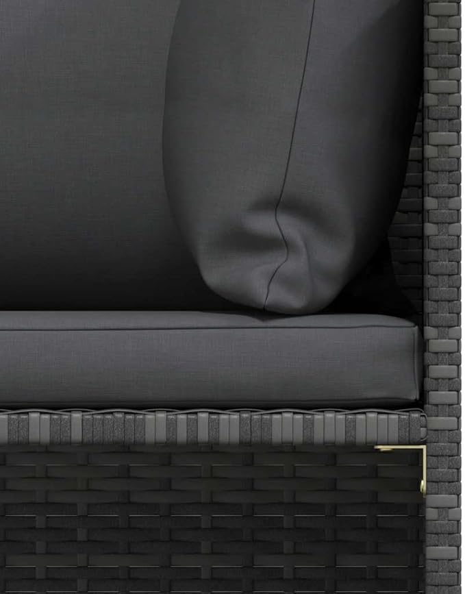 vidaXL - Gray Poly Rattan Sectional Corner Sofa with Cushions | Versatile Outdoor Garden Furniture | Highly Durable & Weather-Resistant | Comfortable Seating