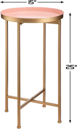 HollyHOME Small Round Metal End Table, Accent Indoor&Outdoor Coffee Side Table, Snack Sofa Table for Living Room - Photo 3
