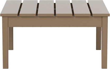 WestinTrends Ashore Outdoor Coffee Table, 32 Inch All Weather Poly Lumber Adirondack Patio Coffee Table Square Low Table, Weathered Wood