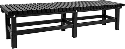 TECSPACE 70 Inches Aluminum Outdoor Weatherproof Bench Backless, 550 LBS Bearing Capacity Garden Porch Bench, Vertical Panel Design, Black