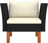 Outdoor Patio Sofa 25.4x28.5x26.4 in, Black PE Rattan, Removable Cushions, Steel Frame, Eucalyptus Legs - Photo 2