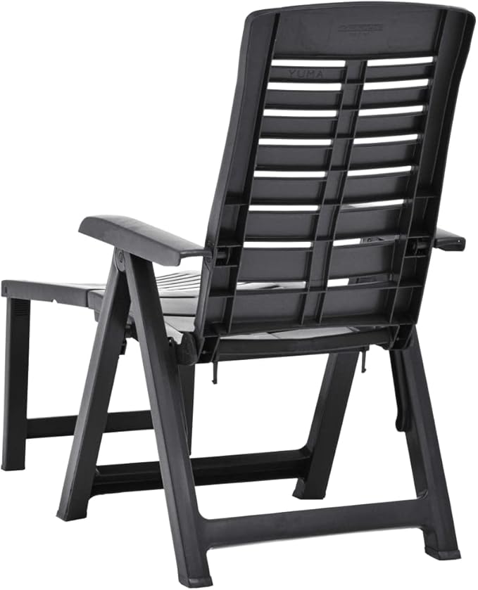 Outdoor Chaise Lounge Anthracite 42.5"x23.2" Foldable Adjustable Plastic Sun Lounger for Poolside Patio Garden Balcony - Photo 6