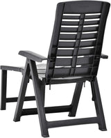 Outdoor Chaise Lounge Anthracite 42.5"x23.2" Foldable Adjustable Plastic Sun Lounger for Poolside Patio Garden Balcony - Photo 6