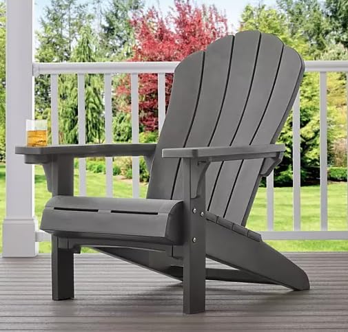 Generic Outdoor Everest Adirondack Chair with Integrated Cupholder (Classic Gray)