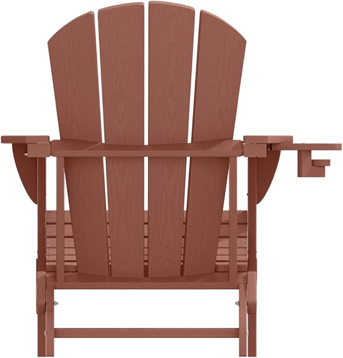 Folding Adirondack Chair with Cup Holders Set of 2, HDPE Plastic Outdoor Chairs, Weather Resistant - Photo 9