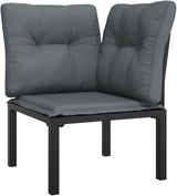 4-Piece Modular Outdoor Sectional Set, 21.7"x21.7"x12.2", Poly Rattan Black & Grey, Steel Frame - Photo 4