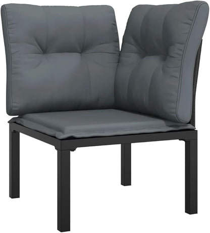 4-Piece Garden Lounge Set, Modular Outdoor Patio Furniture with Weather-Resistant Synthetic Poly Rattan, Modern Seating for Backyard, Garden, and Balcony, Black