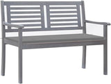 Garden Bench Deck Bench 2-Seater Patio Bench with Cushion 47.2" Gray Eucalyptus Wood - Photo 1