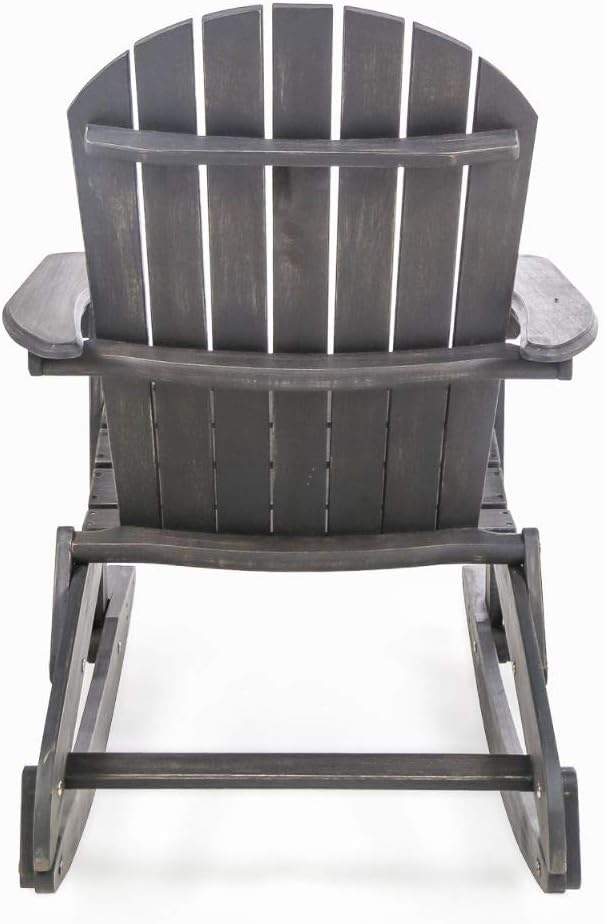 Christopher Knight Home Malibu Outdoor Acacia Wood Adirondack Rocking Chairs, 2-Pcs Set, Dark Grey