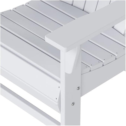Costaelm Outdoor Adirondack Chair, HDPE Patio Balcony Pool Chair, Modern Front Porch Fire Pit Backyard Chair, Garden Resin Lounge Chair for Outside, White