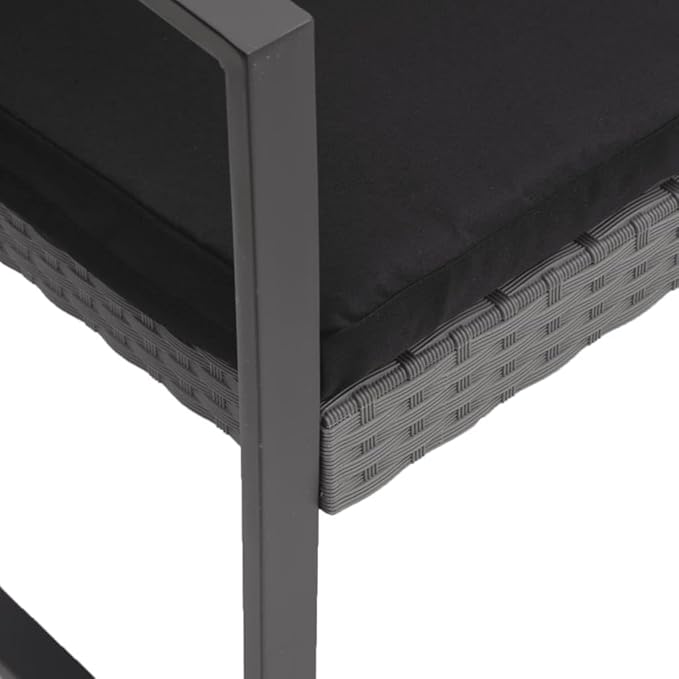 3-Seater Patio Bench with Cushions Dark Gray PP Rattan Outdoor Bench Porch Bench Garden Bench Deck Bench for patios - Photo 5