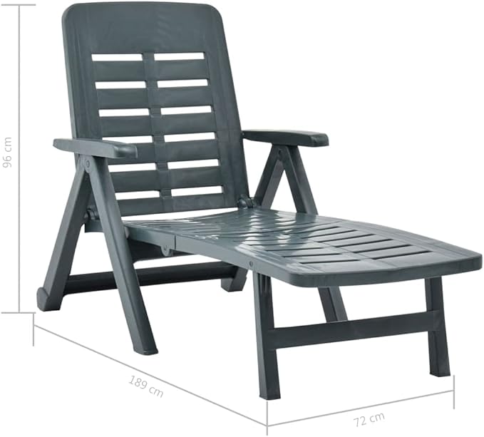 Beach Chair Lounge Chair Cover Sun Lounger Pool Sun Lounger Suitable for Beach Hotel Holiday Folding Sun Lounger Plastic White (Green 28.3" x 74.4" x 37.8" (W x D x H))