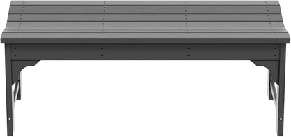 WO Home Furniture Outdoor 46" Backless HDPE Adirondack Bench, Poly Lumber Seat for Patio, Backyard, Balcony, All Weather Resistant with UV Protection, Gray