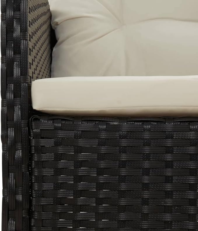 vidaXL Poly Rattan Patio Lounge Set - Five-Piece Garden Furniture Set with Soft Cushions and Sturdy Tabletop - Black and White
