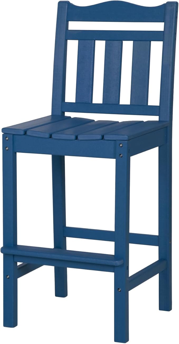 nalone Outdoor Bar Stool, HDPE Tall Adirondack Chair Bar Chair, Weather Resistance Bar Height Chairs for Balcony, Garden, Yard, Backyard (Navy Blue, Bar Chair)