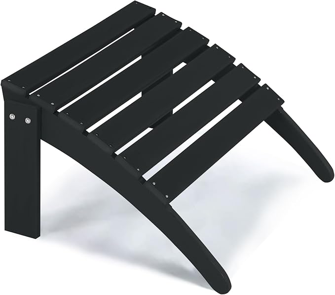 Adirondack Footrest - Outdoor Weather Resistant Adirondack Footrest, Ottoman, Chair Companion, Folding Footstool for Patio, Pool, Garden, Backyard & Lawn (Black)