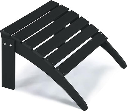 Adirondack Footrest - Outdoor Weather Resistant Adirondack Footrest, Ottoman, Chair Companion, Folding Footstool for Patio, Pool, Garden, Backyard & Lawn (Black)