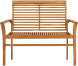 Solid Teak Wood Garden Bench for Outdoor Patio, Traditional Style with Weather-Resistant Cushion - Photo 3