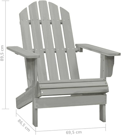 vidaXL Solid Fir Wood Patio Furniture Set, Gray Modern Adirondack Chair and Table, Comfortable and Durable, Ideal for Garden and Outdoor Lounge