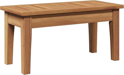 Garden Bench Set 2 pcs Cream and Brown Solid Teak Wood Modern Rectangular Design for Garden and Patio Use