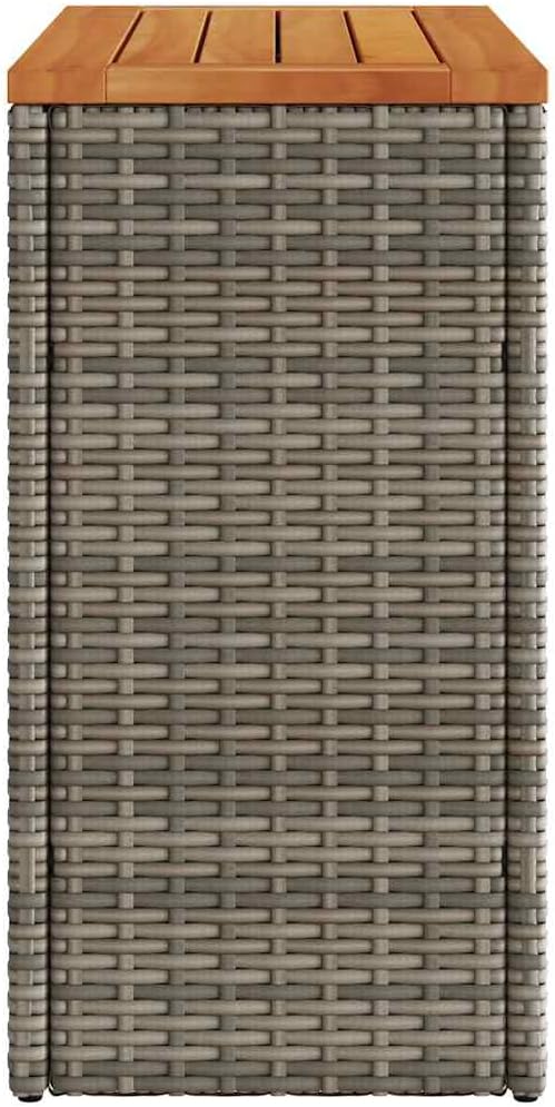 Grey Poly Rattan Garden Side Table with Acacia Wood Top and Powder-Coated Steel Frame, 22.8 in Long and 10.8 in Wide - Photo 6