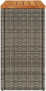Grey Poly Rattan Garden Side Table with Acacia Wood Top and Powder-Coated Steel Frame, 22.8 in Long and 10.8 in Wide - Photo 6